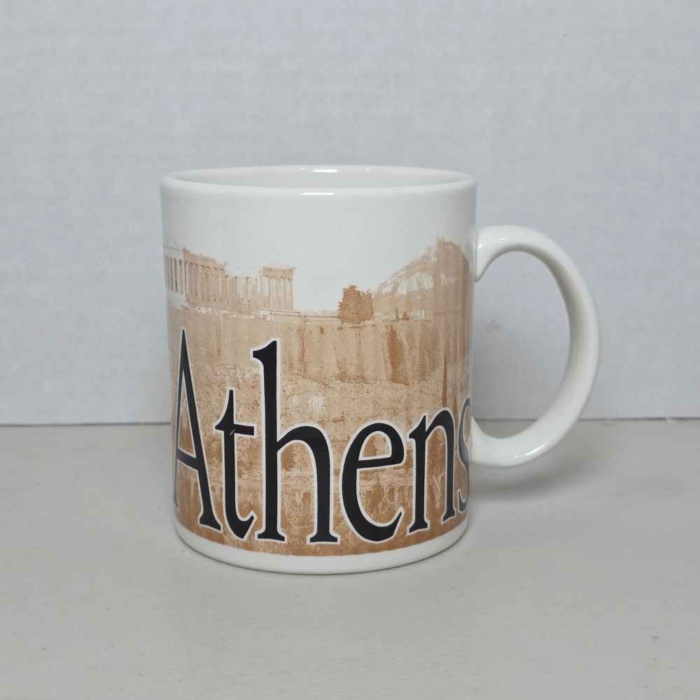 Starbucks City Mug Athens Greece 2002 Collector Series Sepia Coffee Cup England